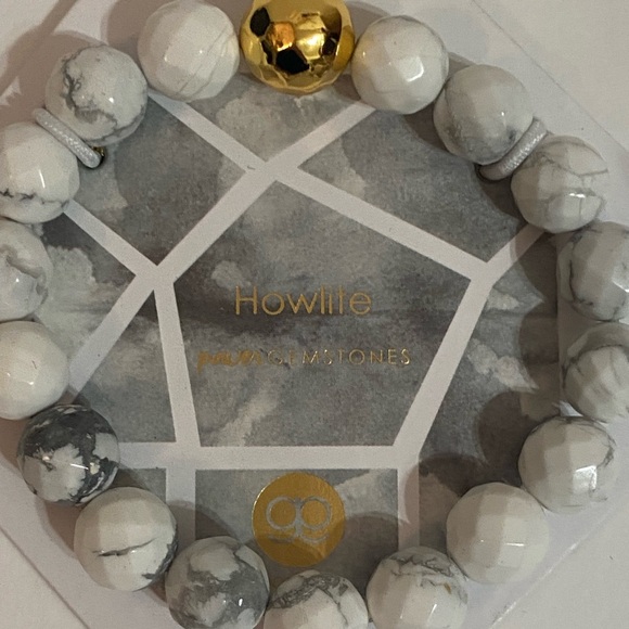 GORJANA Power Gemstone Tag Bracelet ~Howlite/Gold~ Calming New With Tag - Picture 2 of 9